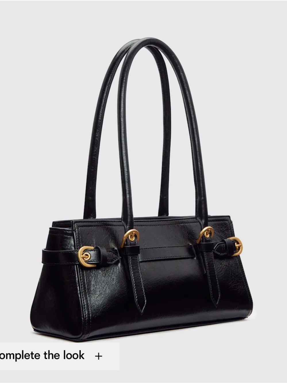 Reformation Black Leather Shoulder Bag with Gold Hardware - Picture 2 of 4